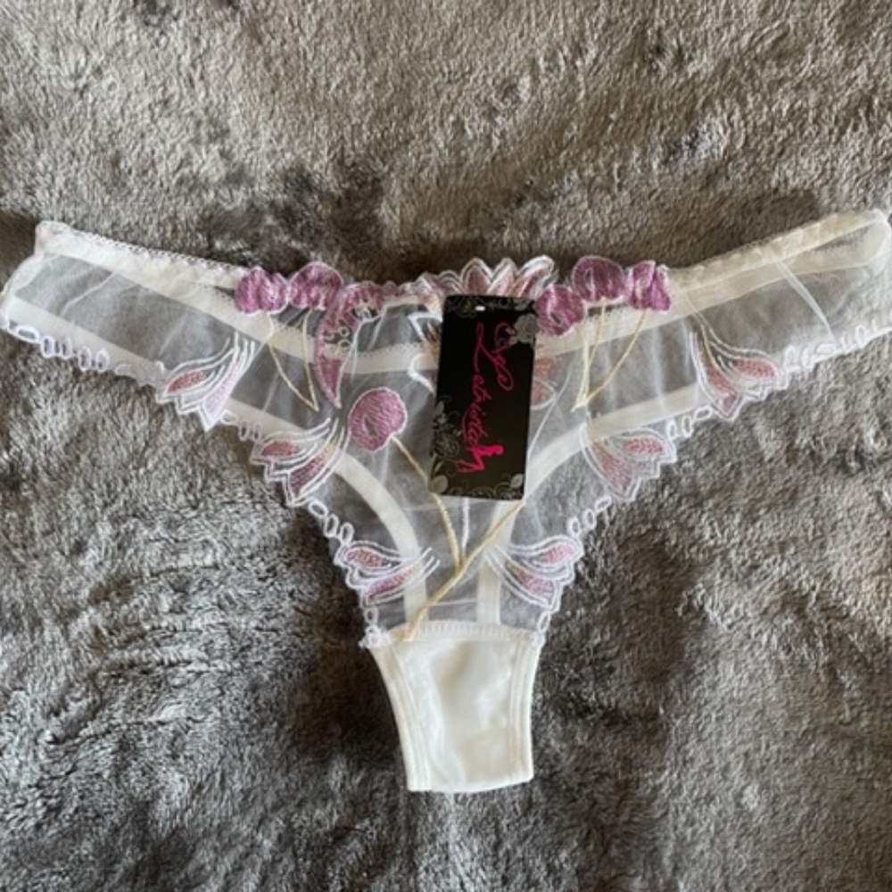 WHITE ** Embroidered G-string/Thong. Sheer BRIDAL G-String. Sexy sheer Thong.